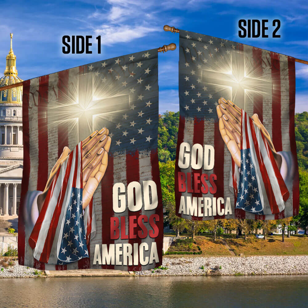 God Bless America Christian Cross Flag