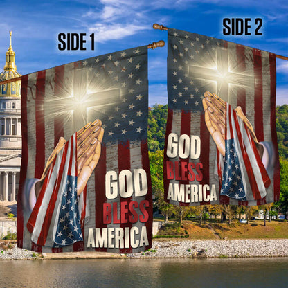 God Bless America Christian Cross Flag