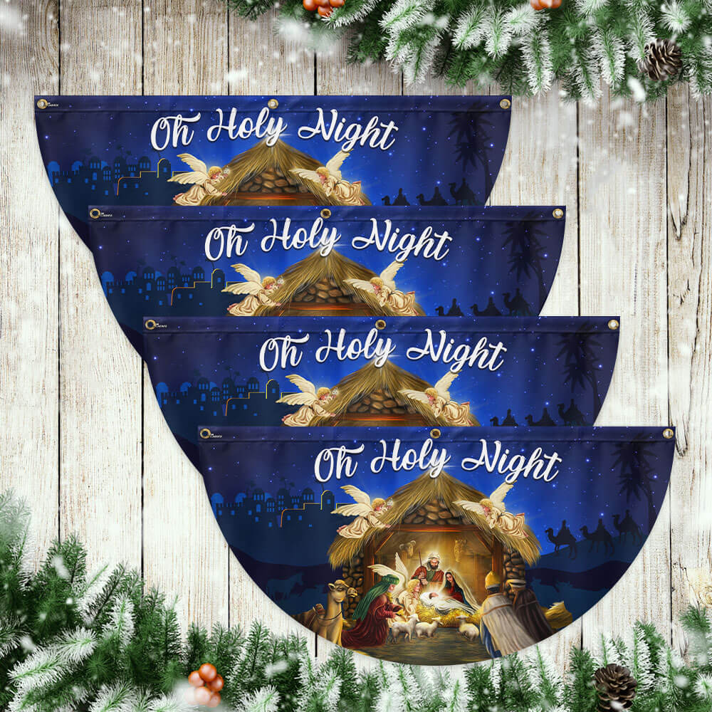 Nativity Of Jesus Christmas Fan Flag Holy Night Christmas Non-Pleated Fan Flag
