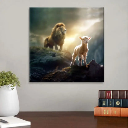 Lamb Is Bold Because Lion Is Near Christian Wall Art Canvas