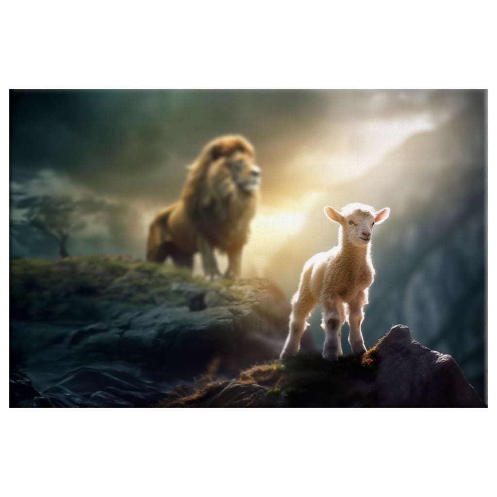 Lamb Is Bold Because Lion Is Near Christian Wall Art Canvas