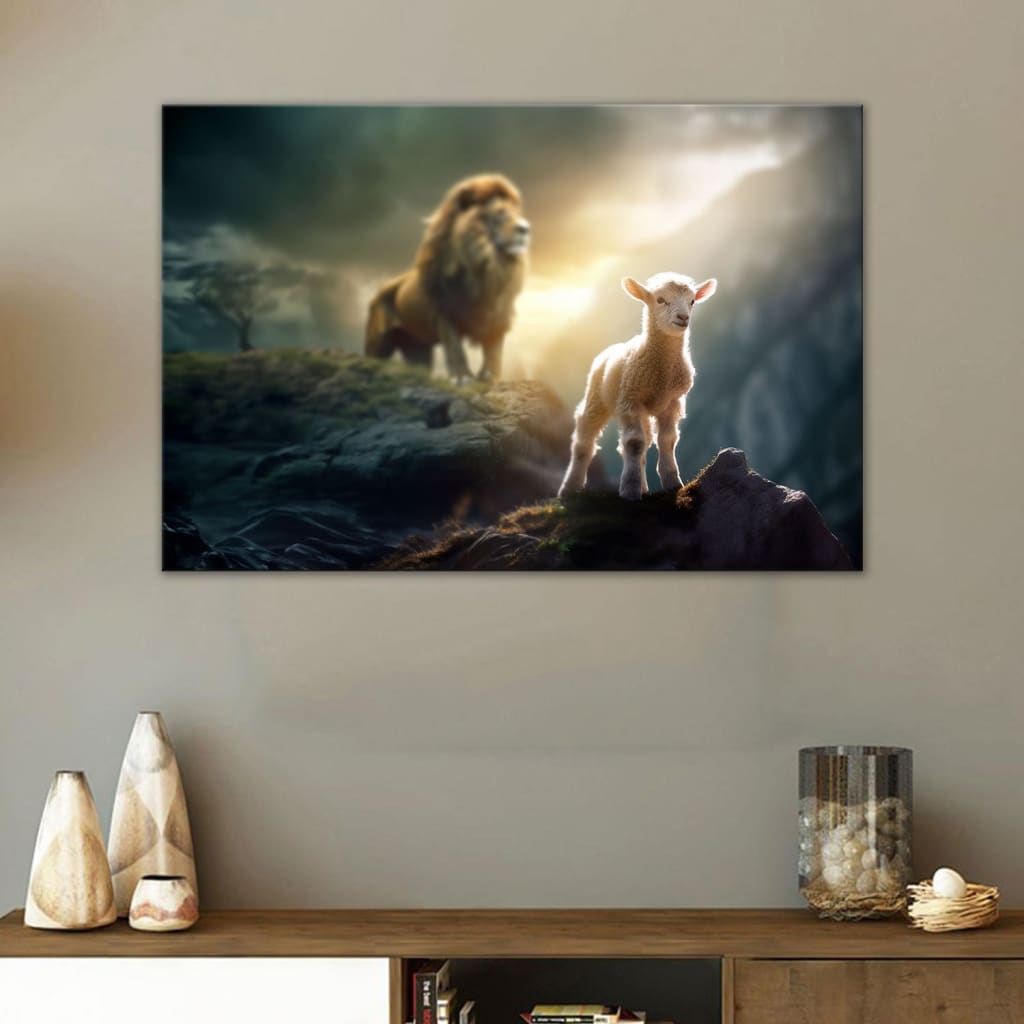 Lamb Is Bold Because Lion Is Near Christian Wall Art Canvas