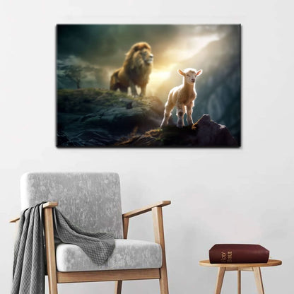 Lamb Is Bold Because Lion Is Near Christian Wall Art Canvas