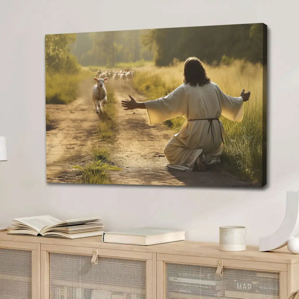 Lamb Runs to Jesus Wall Art Canvas