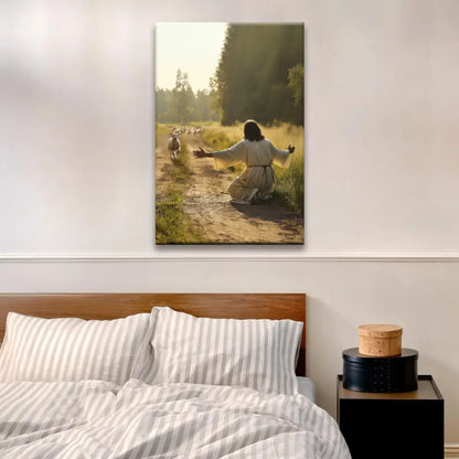 Lamb Runs to Jesus Wall Art Canvas
