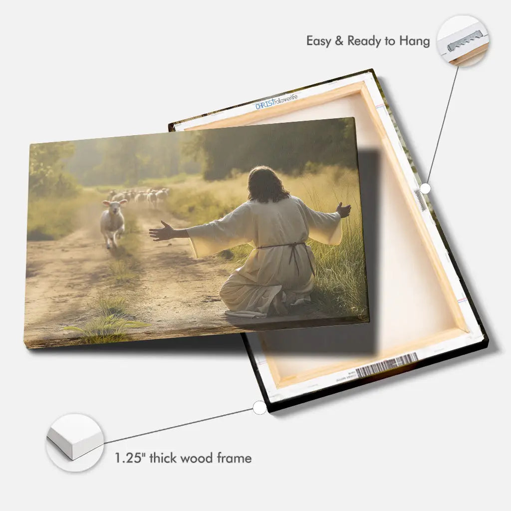 Lamb Runs to Jesus Wall Art Canvas