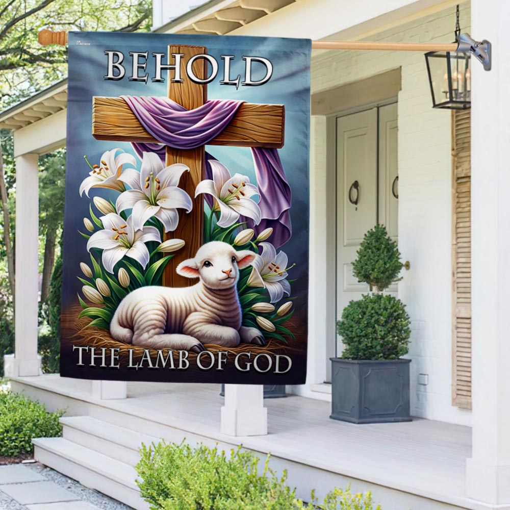 FLAGWIX  Easter Day Christian Cross Behold The Lamb Of God Flag