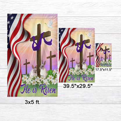 Easter Jesus Cross He Is Risen Flag