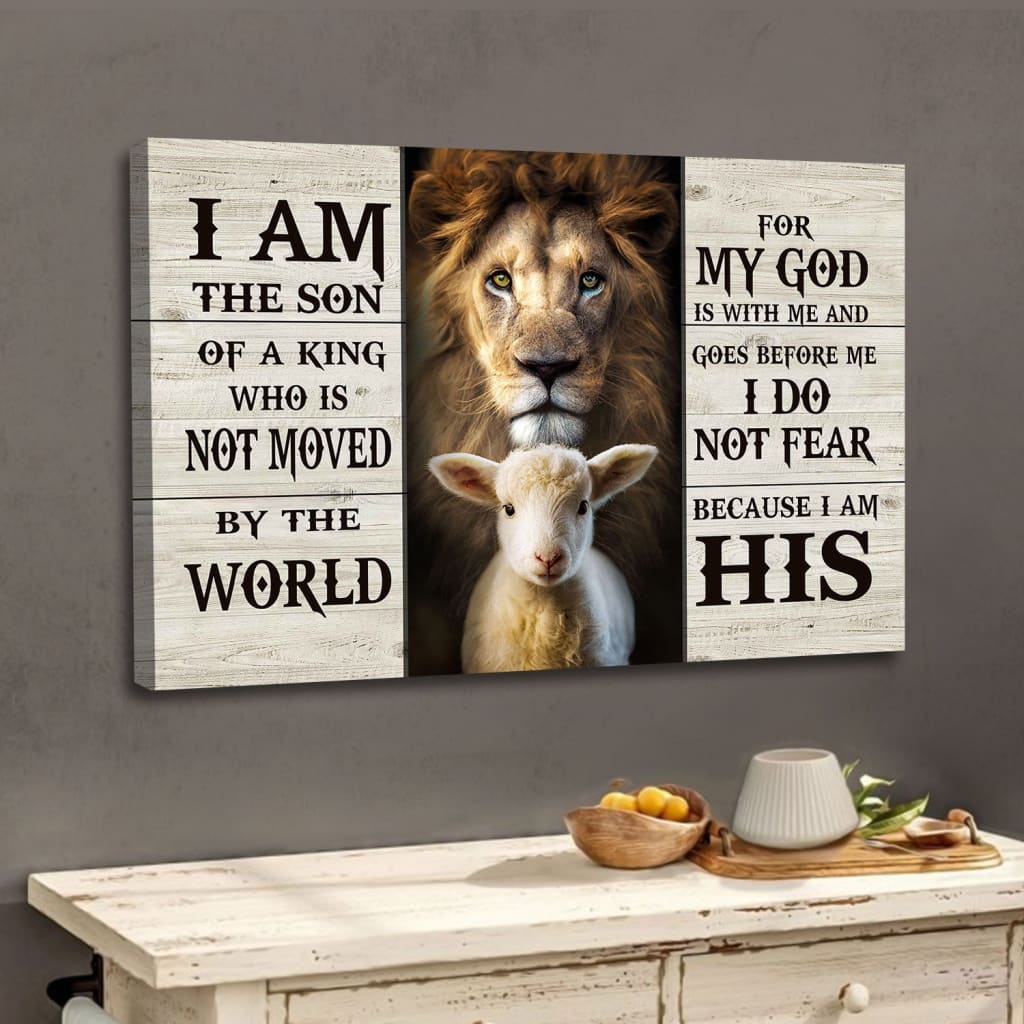 Lion And Lamb Picture, I Am the Son of a King, Christian Wall Art Canvas