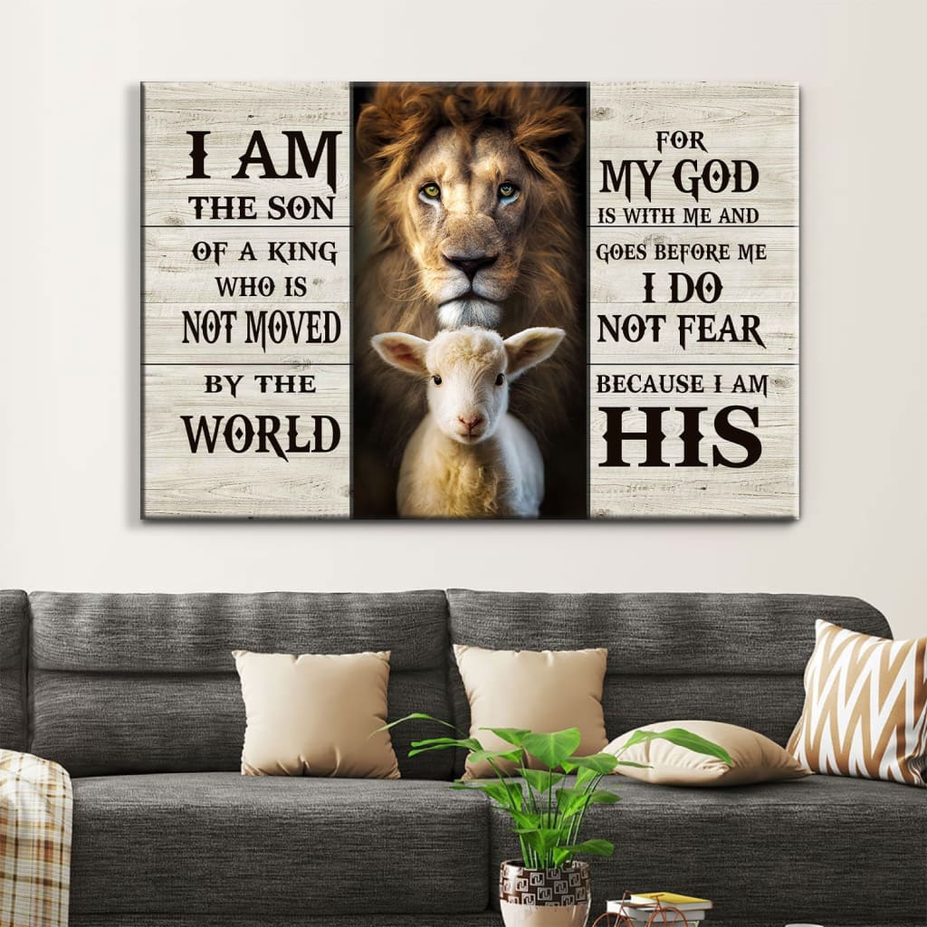 Lion And Lamb Picture, I Am the Son of a King, Christian Wall Art Canvas