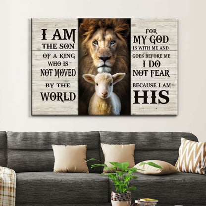 Lion And Lamb Picture, I Am the Son of a King, Christian Wall Art Canvas