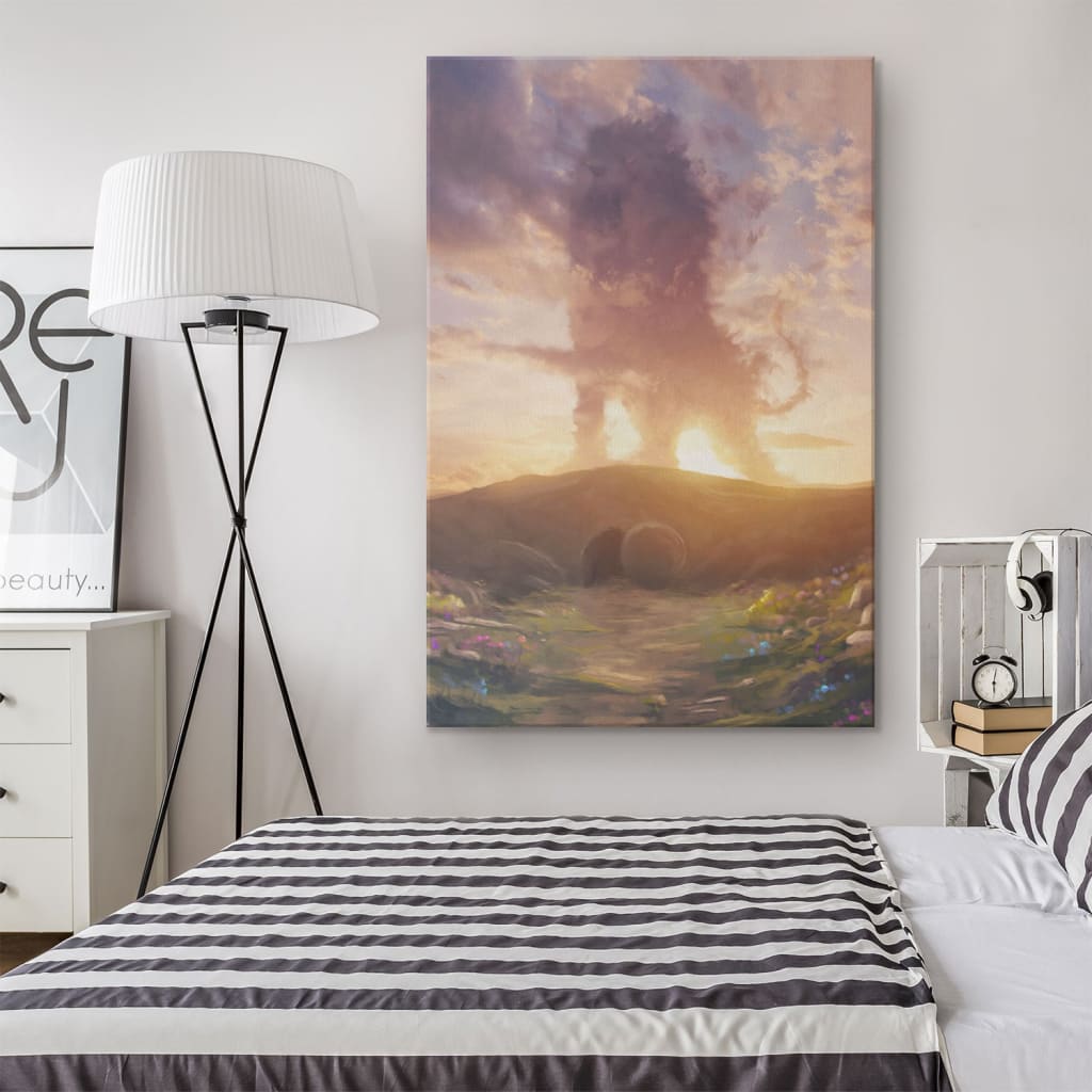Lion of Judah Above the Empty Tomb, He Is Risen, Wall Art Canvas