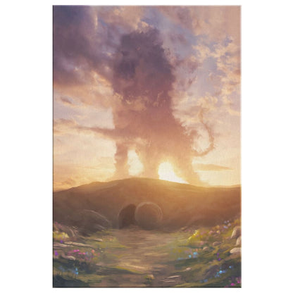 Lion of Judah Above the Empty Tomb, He Is Risen, Wall Art Canvas