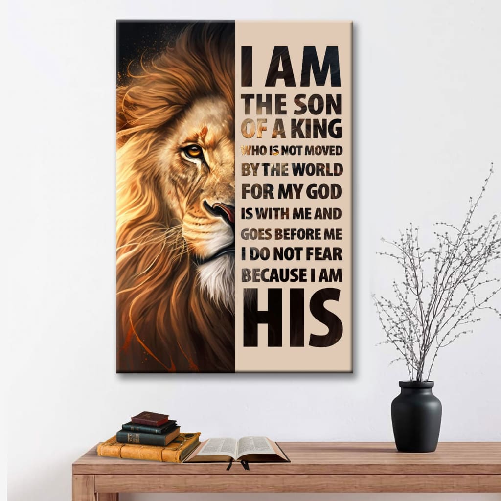 Lion Of Judah Canvas, I Am The Son Of A King, Christian Wall Art Decor