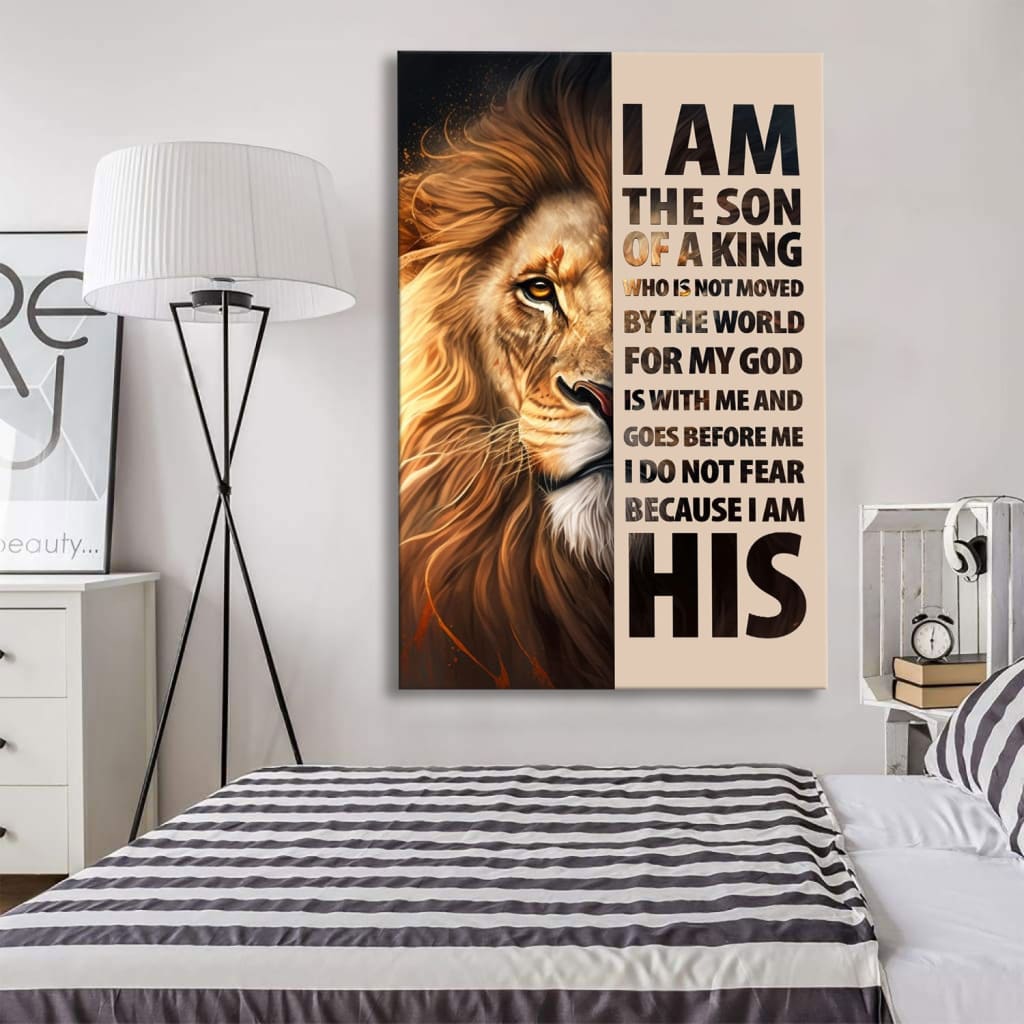 Lion Of Judah Canvas, I Am The Son Of A King, Christian Wall Art Decor