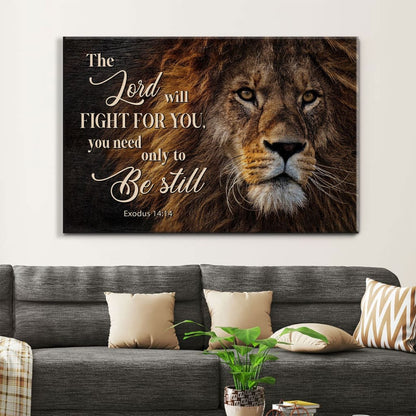 Lion Of Judah, Exodus 14:14 The Lord Will Fight For You Wall Art, Christian Canvas Print