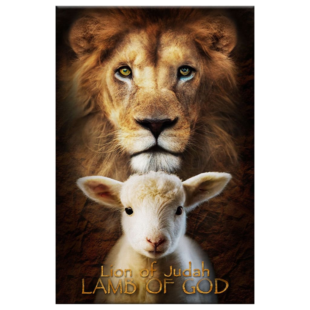 Lion Of Judah And Lamb Of God Stand Together Wall Art Canvas Print