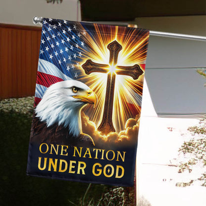 Eagle Patriot Christian Cross One Nation Under God Flag