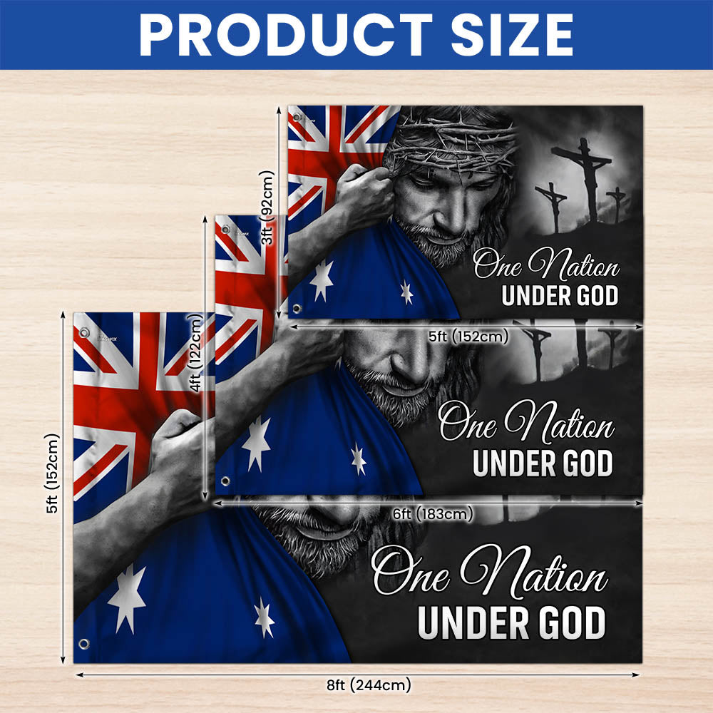 One Nation Under God Jesus Australian Flag - Patriotic Grommet Flag