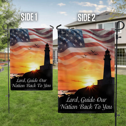 Christian Jesus Lighthouse Flag Lord Guide Our  Nation Back To You Flag