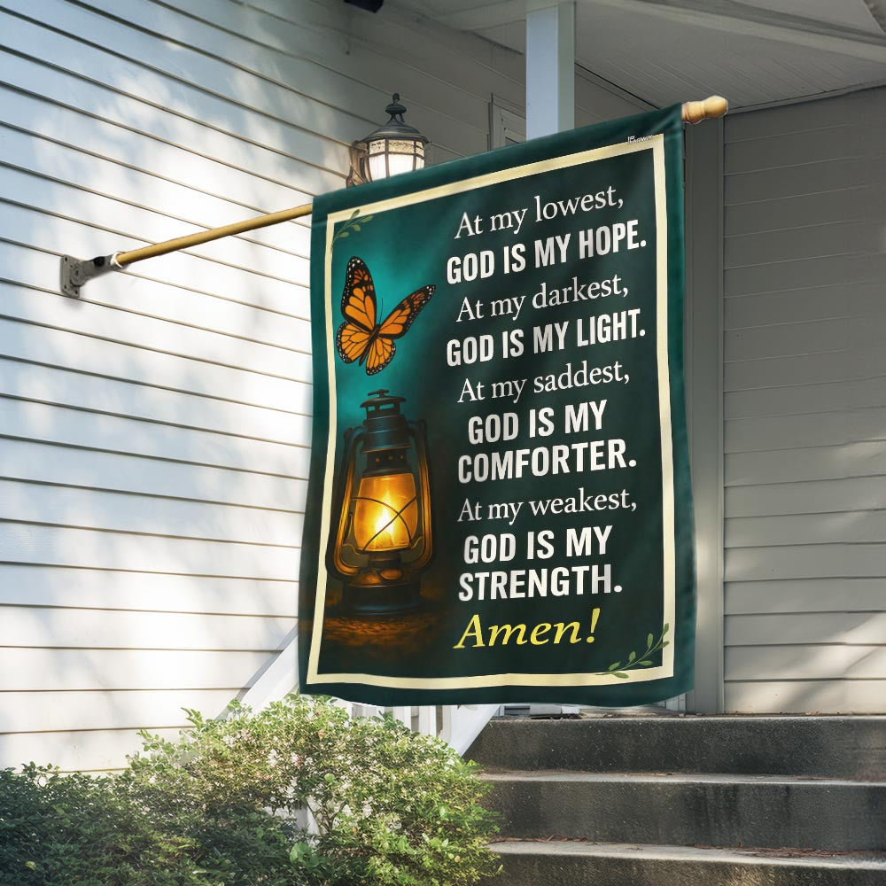 Inspirational Christian God Is My Strength Flag