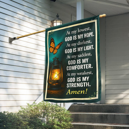 Inspirational Christian God Is My Strength Flag