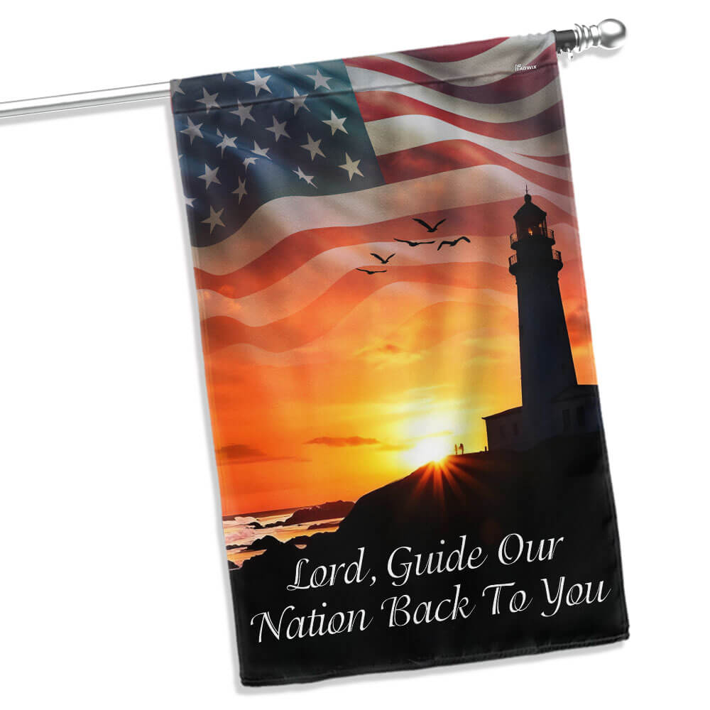 Christian Jesus Lighthouse Flag Lord Guide Our  Nation Back To You Flag