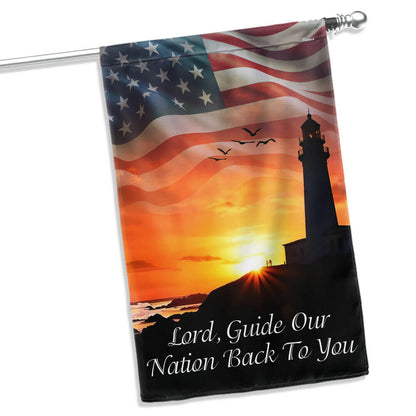 Christian Jesus Lighthouse Flag Lord Guide Our  Nation Back To You Flag