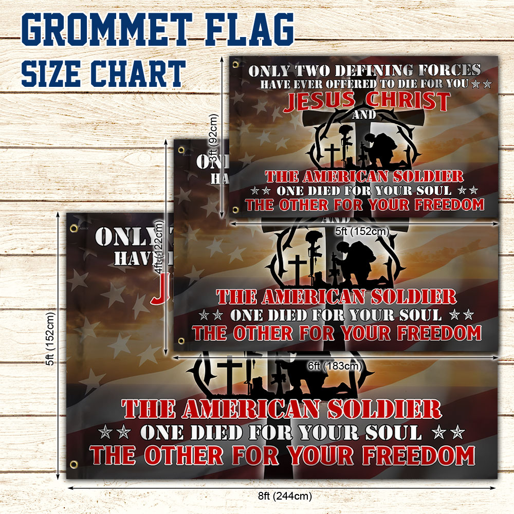 U.S. Veteran Day Jesus And Soldiers Grommet Flag