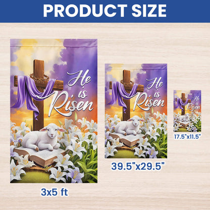 Easter Flag He Is Risen Christian Cross Lamb Flag