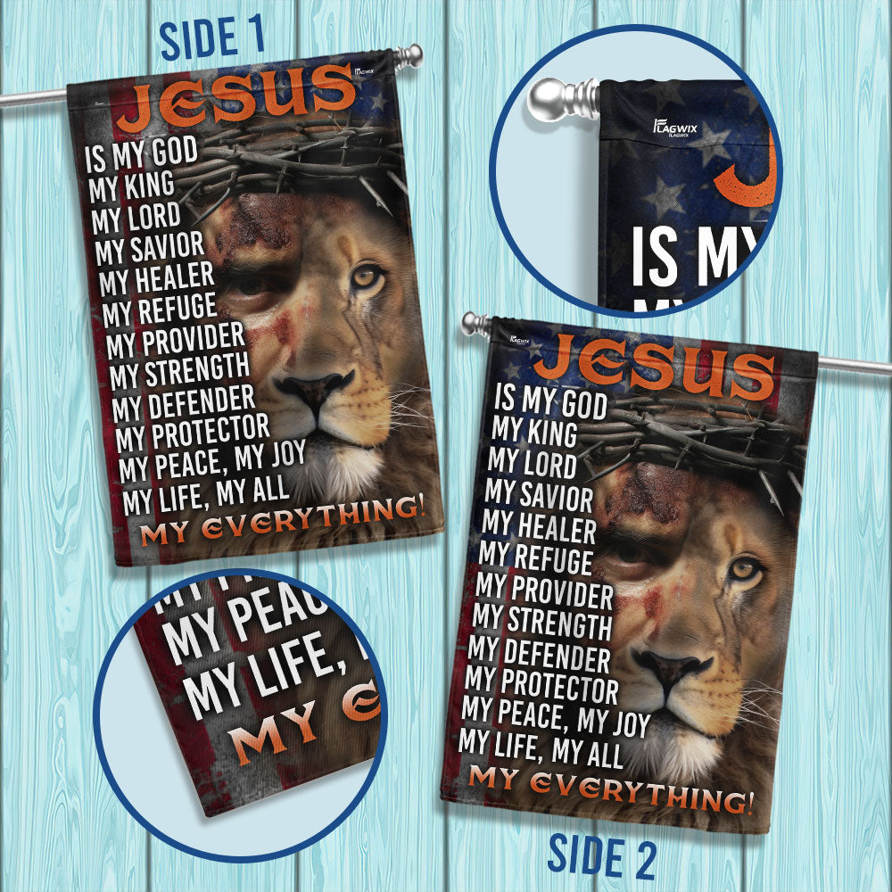 Jesus Is My God, My Everything, Lion Christian Cross Jesus Flag