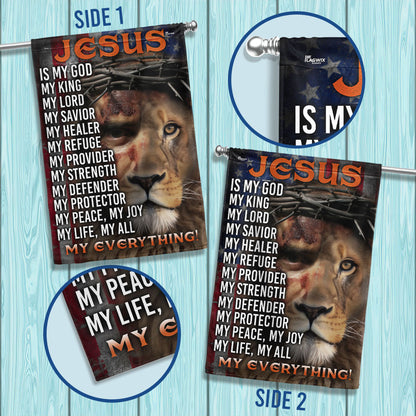 Jesus Is My God, My Everything, Lion Christian Cross Jesus Flag