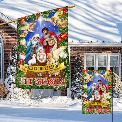 Nativity of Jesus Holy Night Christmas Flag Jesus Is The Reason For The Season