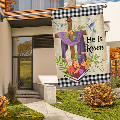Easter Christian Cross Jesus Christ He Is Risen Flag