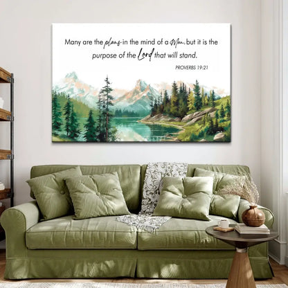 Many Are The Plans Proverbs 19:21 Bible Verse Wall Art Canvas