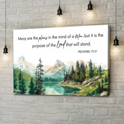 Many Are The Plans Proverbs 19:21 Bible Verse Wall Art Canvas
