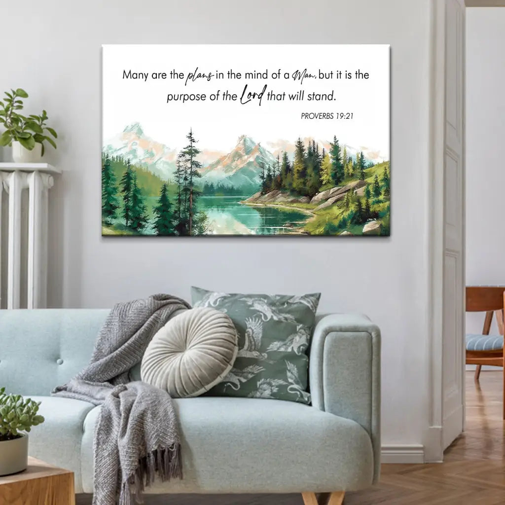 Many Are The Plans Proverbs 19:21 Bible Verse Wall Art Canvas