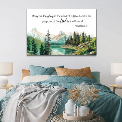 Many Are The Plans Proverbs 19:21 Bible Verse Wall Art Canvas