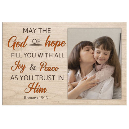 Personalized "May the God of Hope Fill You" Christian Wall Art Canvas With Custom Photo