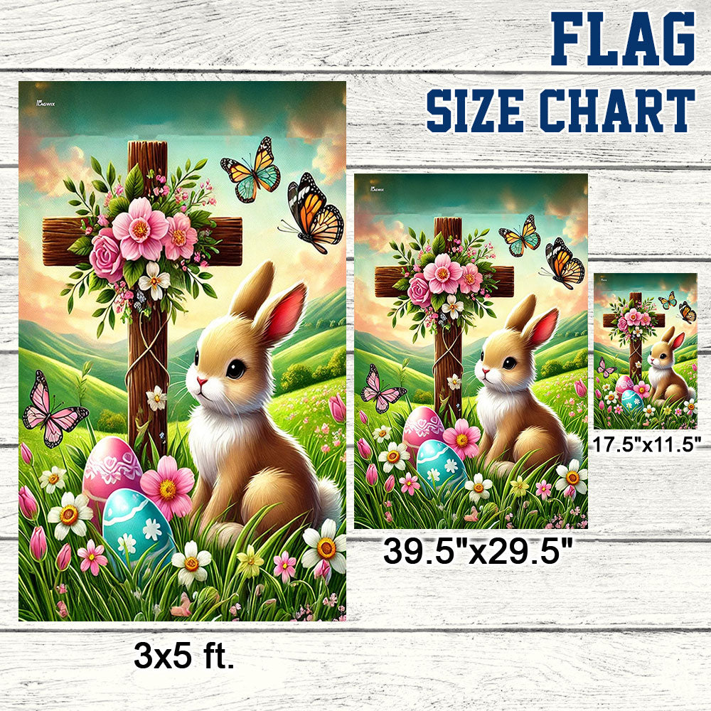 Easter Rabbit Bunny Christian Cross Happy Easter Flag