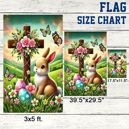 Easter Rabbit Bunny Christian Cross Happy Easter Flag