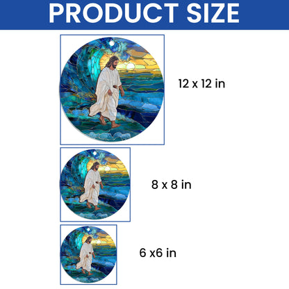Jesus Walks on Water Suncatcher - 2-Layered Hanging Acrylic Ornament - Inspirational Gift for Faith & Home Decor 3-Day Shipping