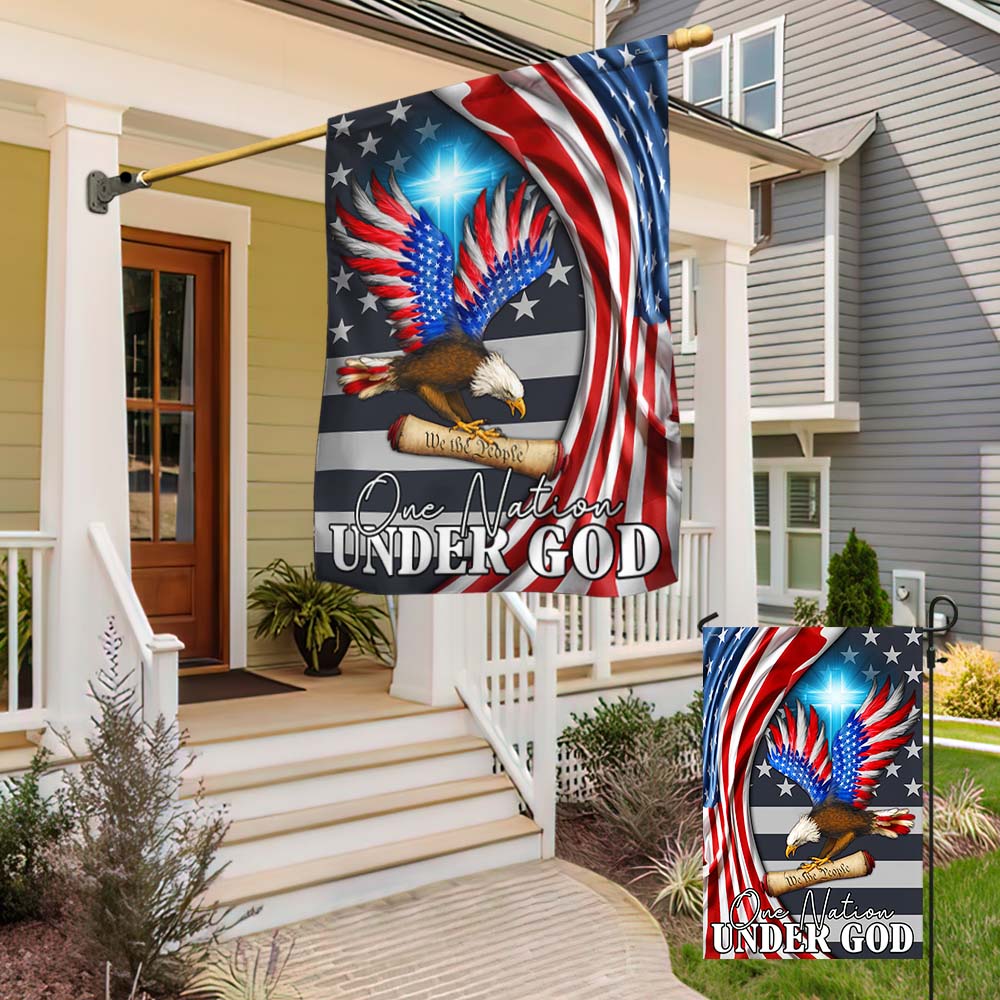 One Nation Under God Patriot Eagle We The People Flag