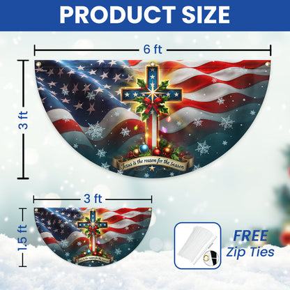 Christian Cross Christmas Jesus Is The Reason For The Season Non-Pleated Fan Flag  3-Day Shipping