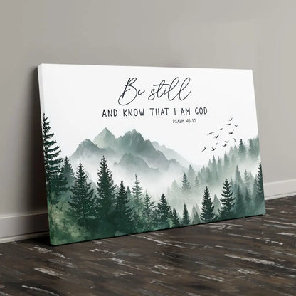Be Still and Know That I Am God Psalm 46:10 Mountain Christian Wall Art Canvas