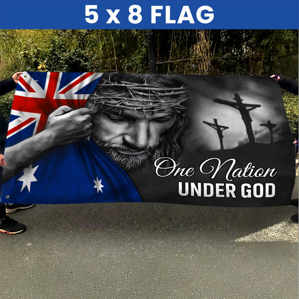 One Nation Under God Jesus Australian Flag - Patriotic Grommet Flag