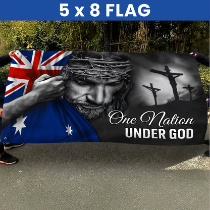 One Nation Under God Jesus Australian Flag - Patriotic Grommet Flag