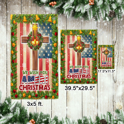 Christian Cross American Flag We Wish You Ameri Christmas Flag