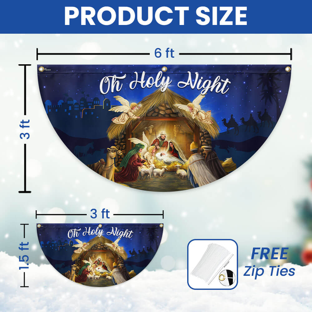 Nativity Of Jesus Christmas Fan Flag Holy Night Christmas Non-Pleated Fan Flag