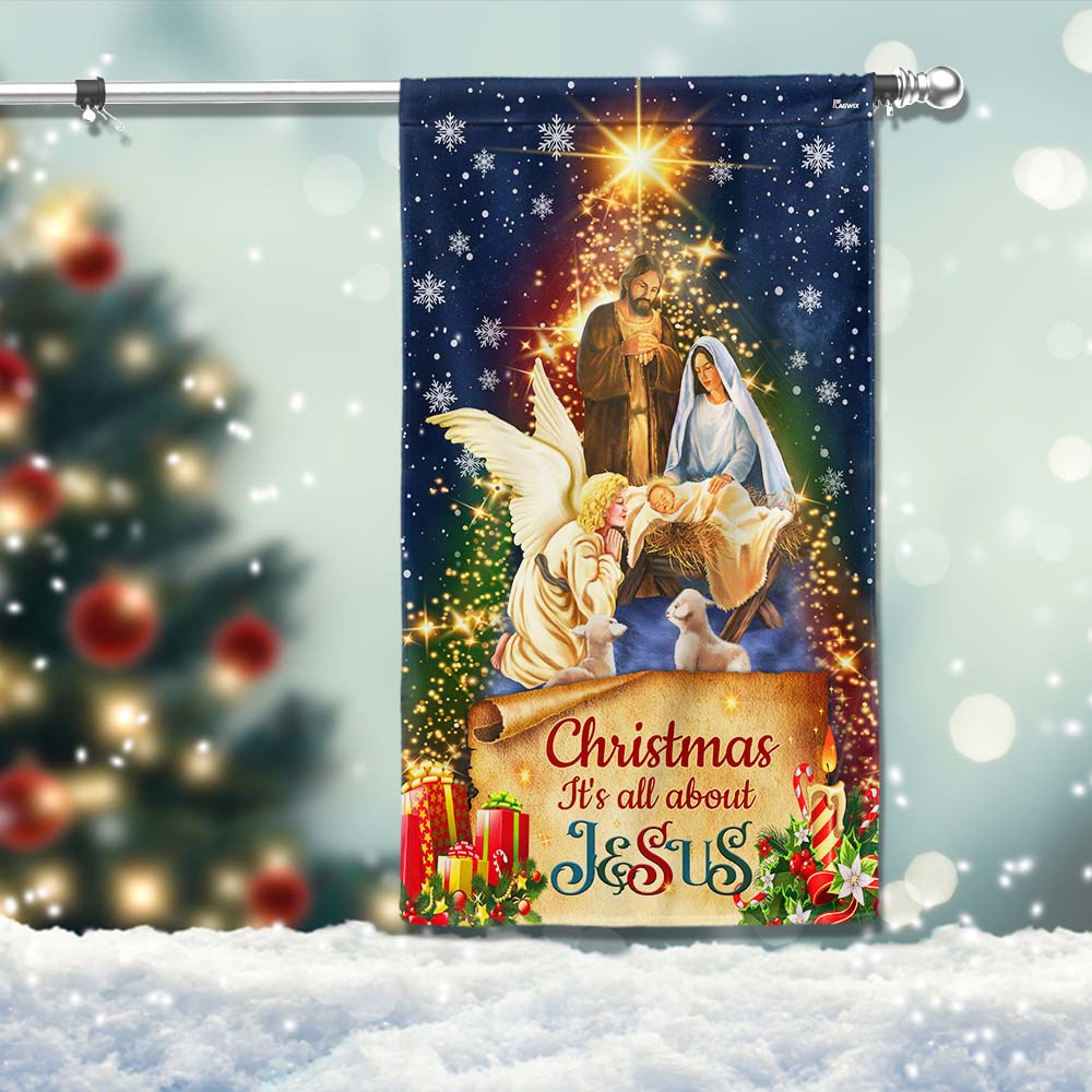 Jesus Christmas Flag Christmas It's All About Jesus Nativity Of Jesus Flag